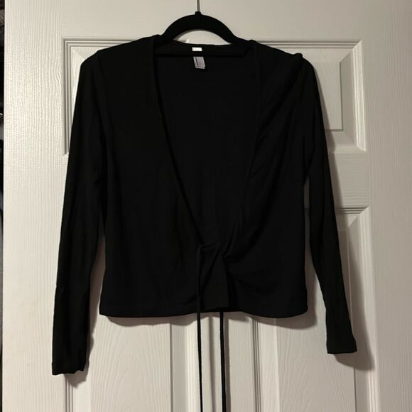 Long Sleeve Black Open American Apparel Tee - Size Front - Open - Size Small - Picture 1 of 3